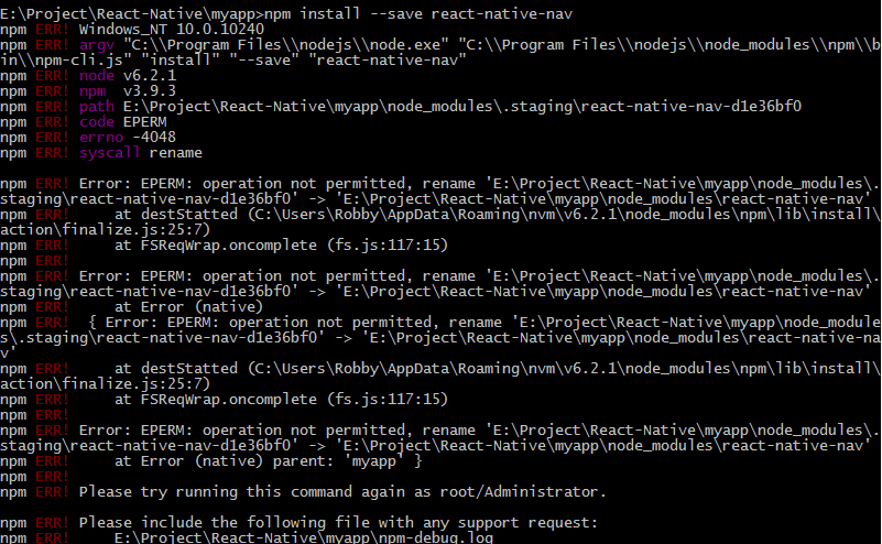 NPM - EPERM 錯誤